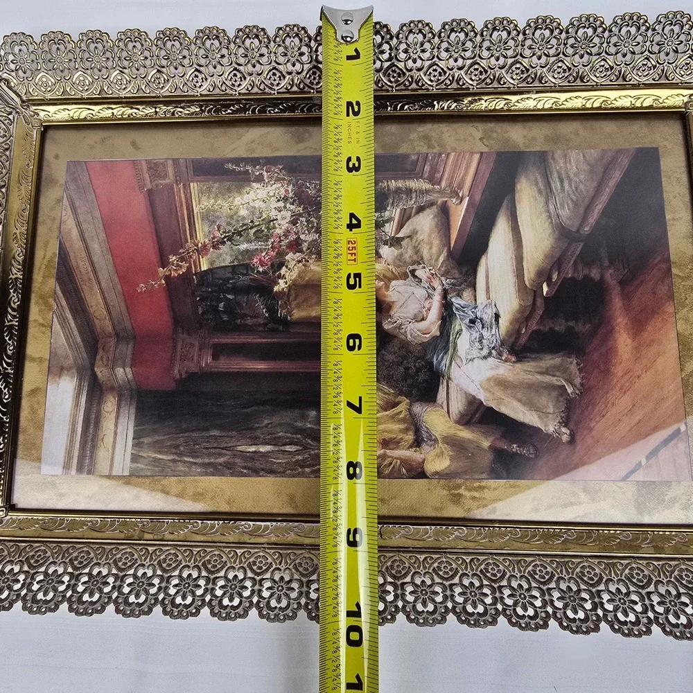 Vintage‎ Gold Filigree Frame Classical Women Print Victorian Style 15x10